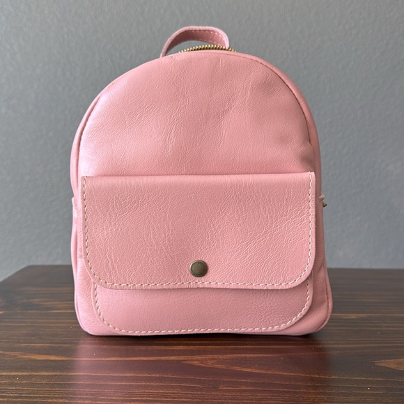 NEW Portland Leather Vintage Pink Mini Snap Backpack - Picture 2 of 10
